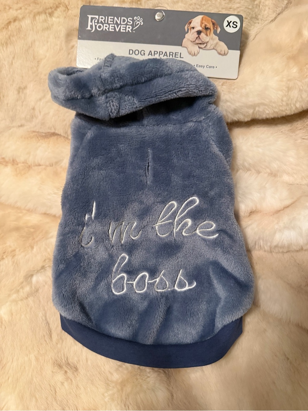 Plush Dog Hoodie - Blue XS